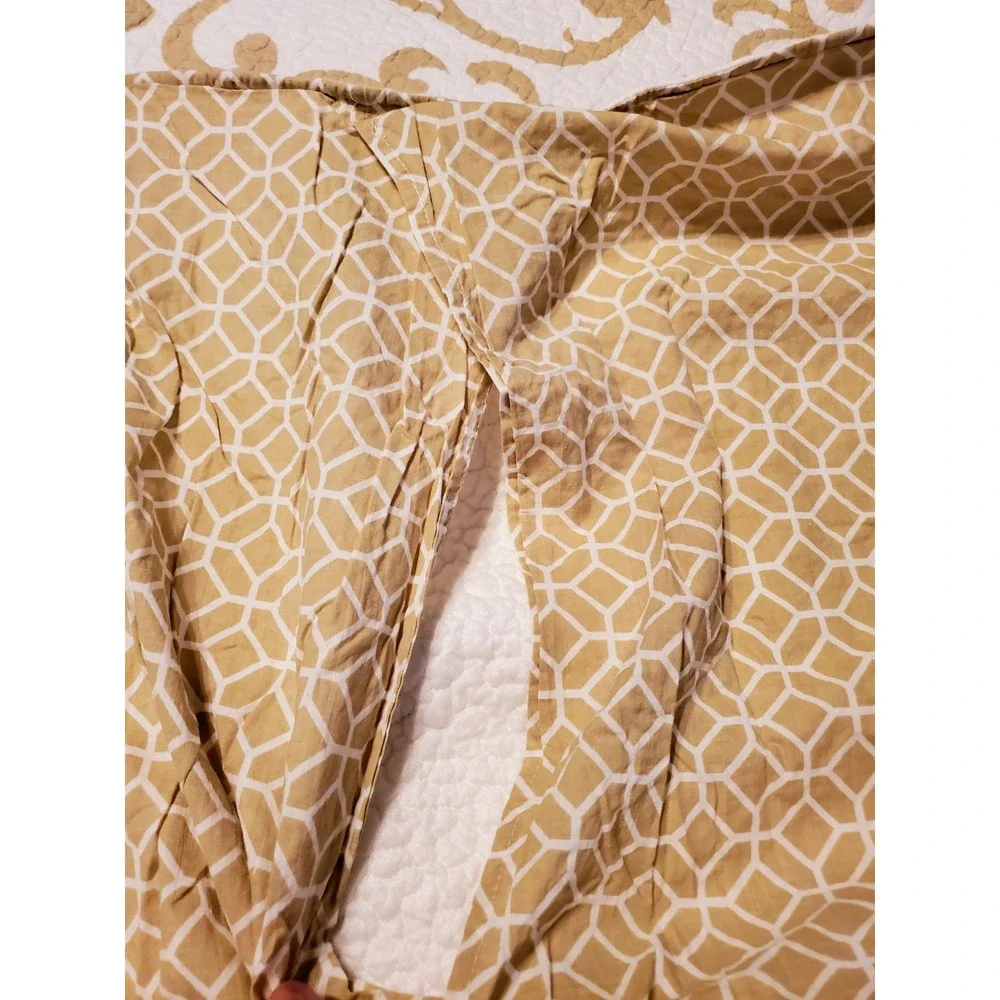 Classic Scroll Queen Reversible Geo Print Quilt Top‎ Bedspread 2 Standard Shams